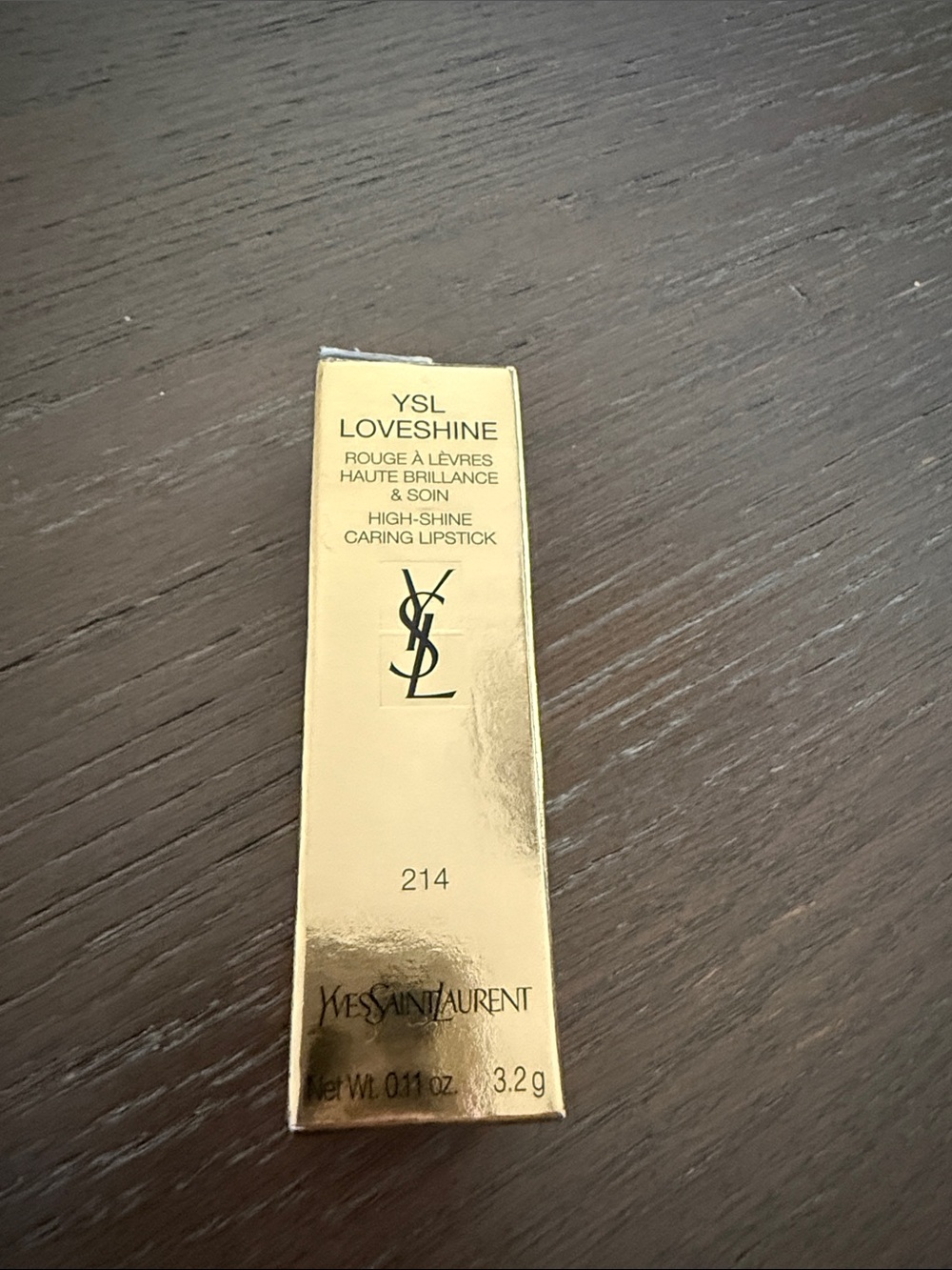 Yves Saint Laurent Loveshine High-Shine Lipstick Box - Gold - 214 Wet Guava